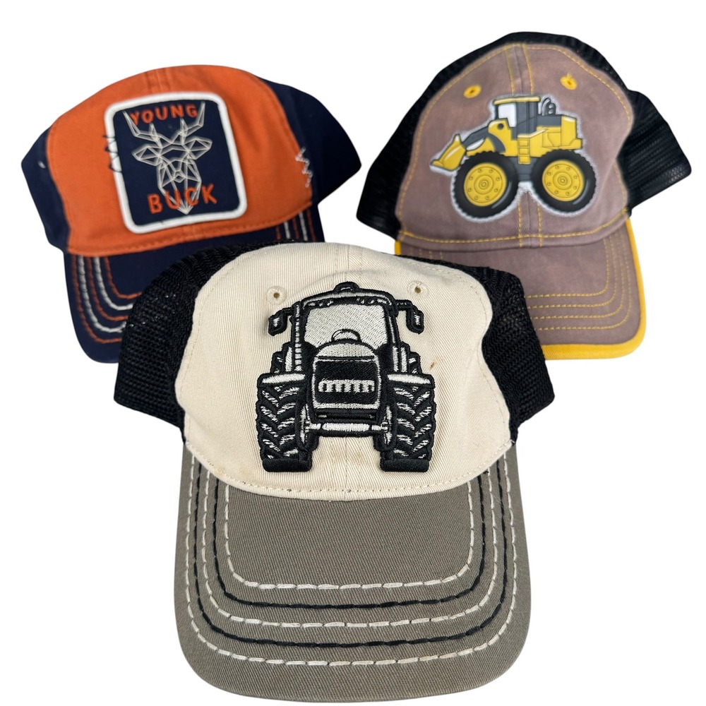 John Deere Toddler Trucker Hat Bundle Tractor Excavator Young Buck 3 Pack WPB18Q